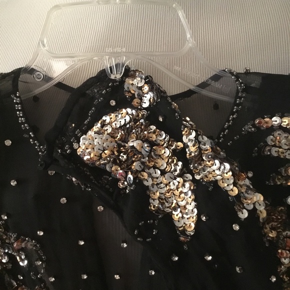 HOST PICK- NITE LINE GOLD/BLACK SEXY SEQUIN DRESS/ IT HAS SHOULDER PADS-SIZE 6 - Picture 9 of 12